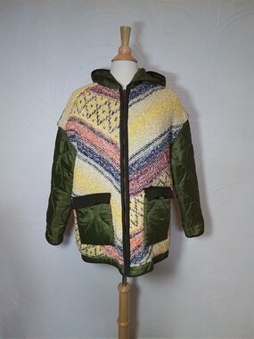 Anthropologie Pilcro Sweater Knit Quilted Puffer Coat Size XS